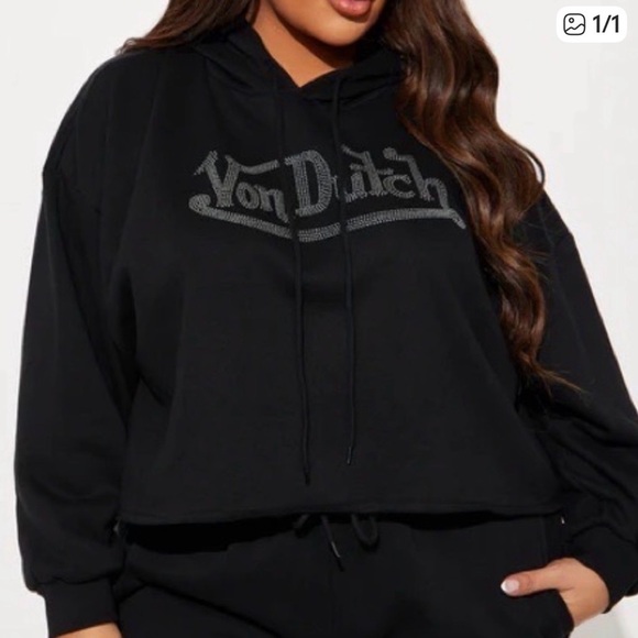 Von Dutch Black Sweatshirt with Silver Logo - Picture 2 of 2